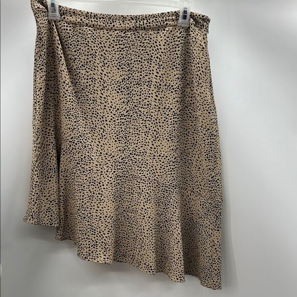 Halston Tan and Black Asymmetrical Midi Skirt - Picture 1 of 5